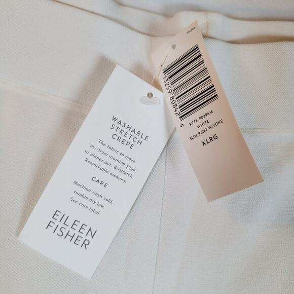 Eileen Fisher Womens Crepe Slim Yoke Pull On Pant Size XL White Career Workwear - Picture 3 of 10